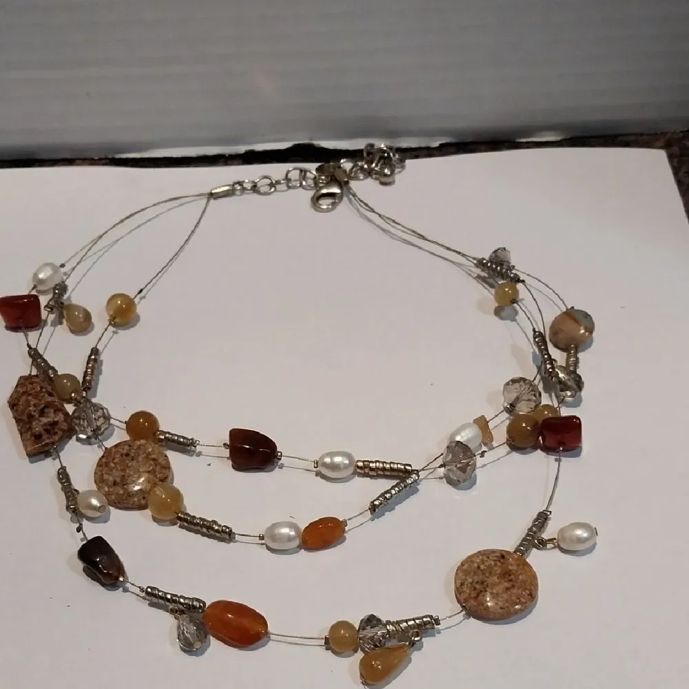 Chico's Earthy Tones Beaded Necklace...EUC